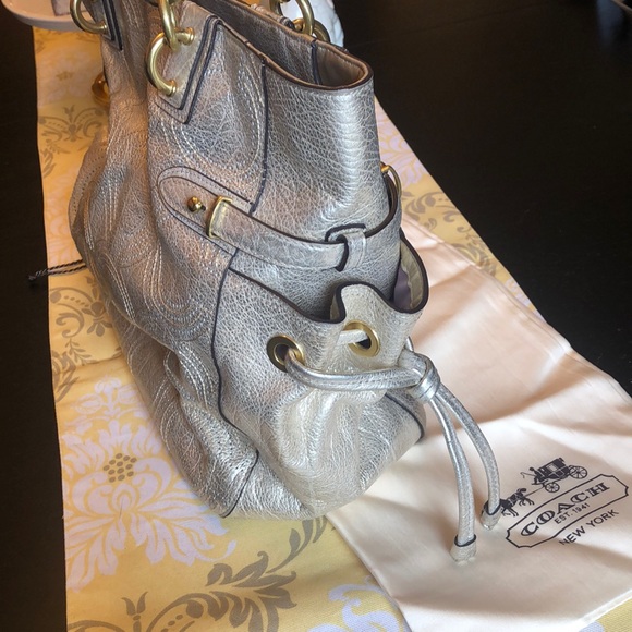 Gold Metallic Coach Satchel - Picture 2 of 5